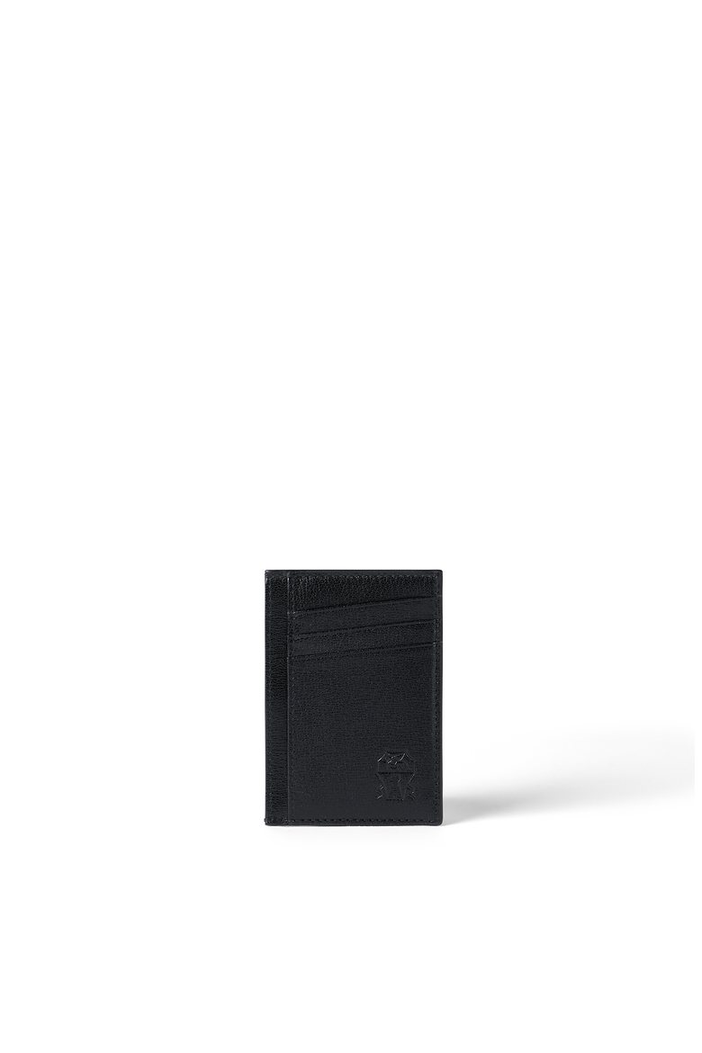 Grained leather card holder, Main, color, Black