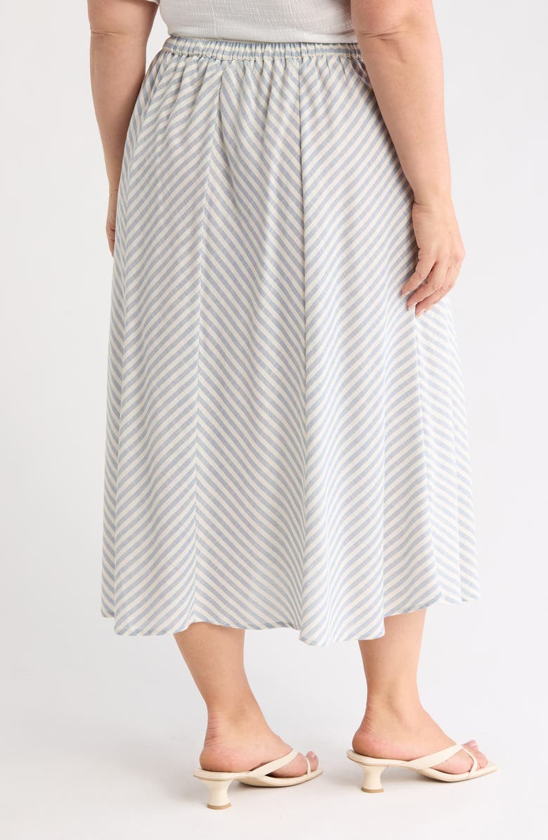 MAX STUDIO Stripe Button Front A-Line Skirt, Alternate, color, Blue Cream