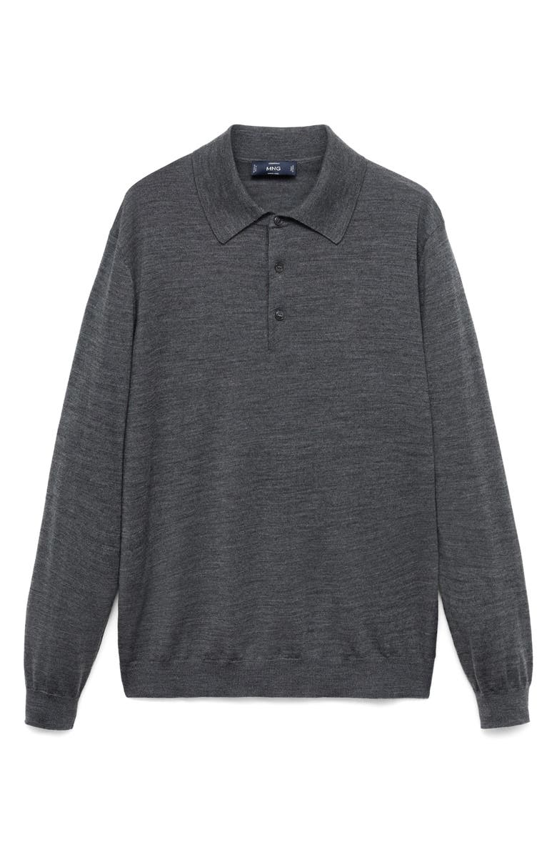 MANGO Wool Sweater Polo, Alternate, color, Medium Heather Grey