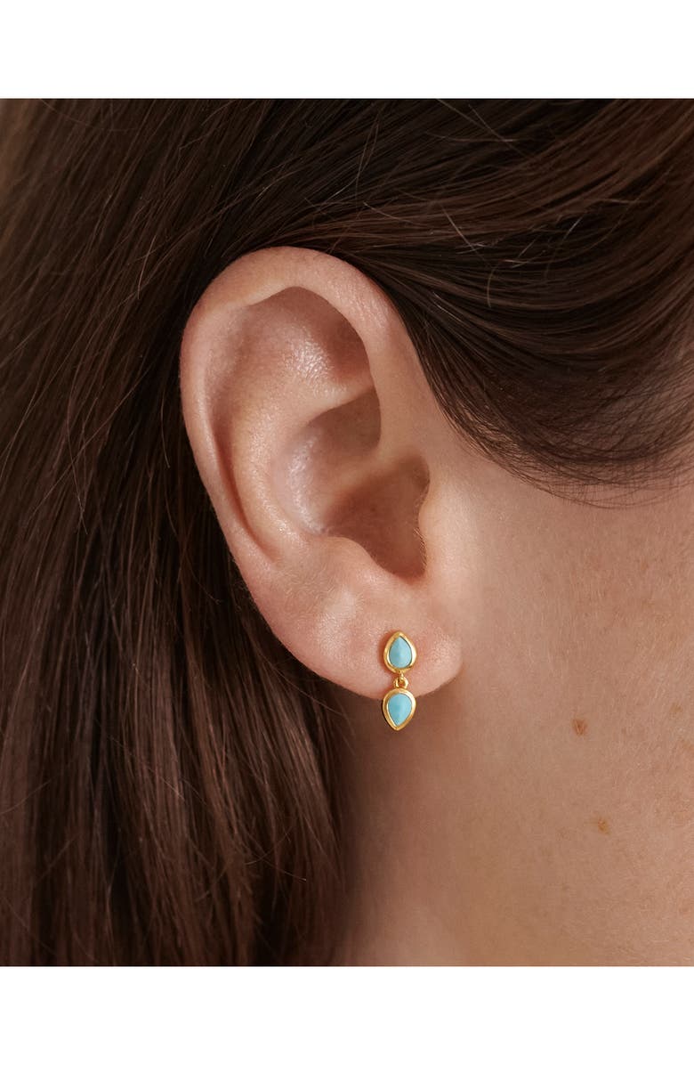 Monica Vinader Double Teardrop Turquoise Earring, Alternate, color, 18Ct Gold Vermeil On Sterling