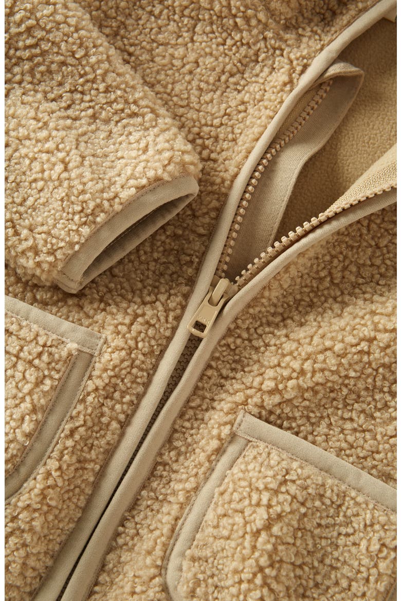 Cozy Hooded Faux Shearling Jacket, Alternate, color, TAN STOCK