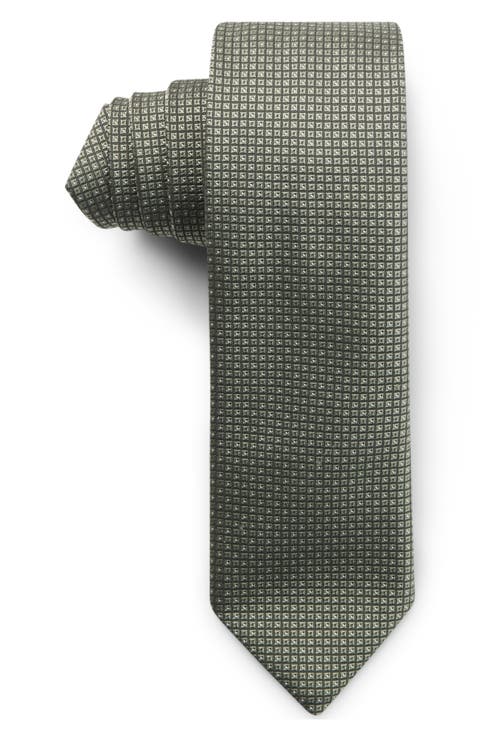Grid Silk Blend Tie