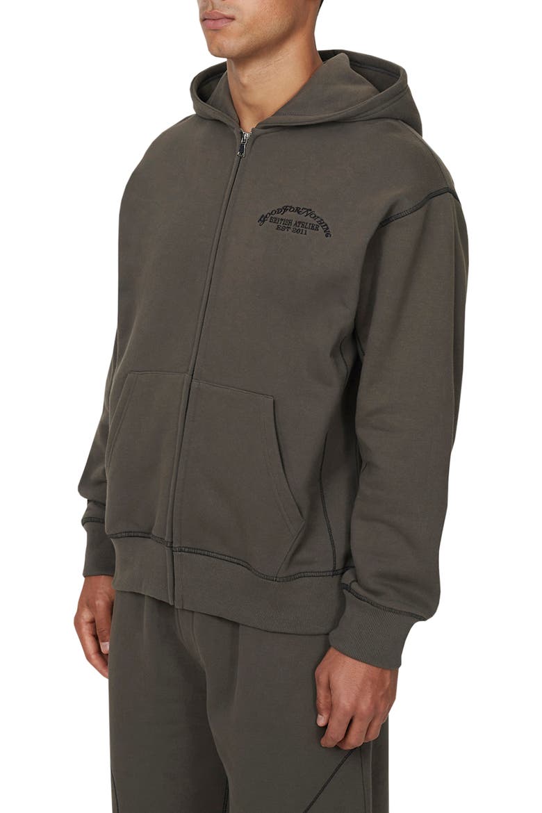 Coverlock Vintage Zip Hoodie, Alternate, color, Gunmetal