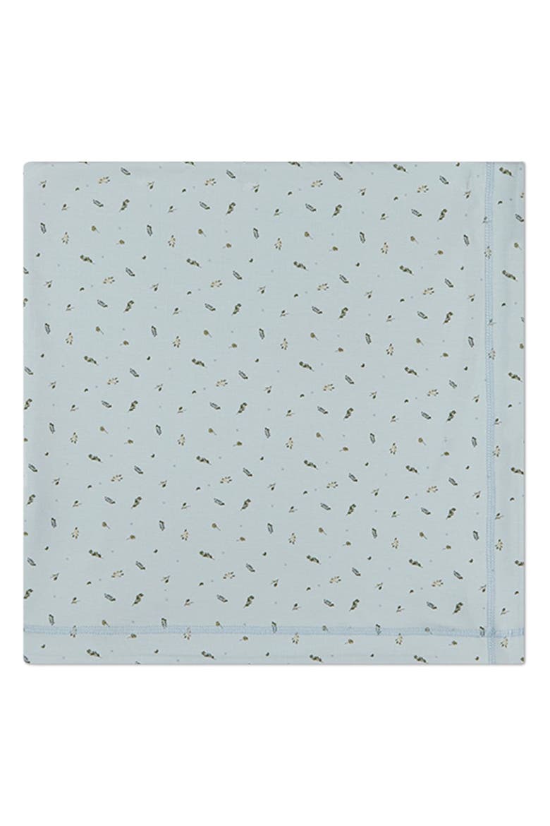 Baby Tiny Leaves Receiving and Swaddle Blanket, Alternate, color, Baby Blue