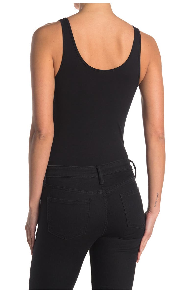 BP. Double Scoop Stretch Cotton Bodysuit, Alternate, color,