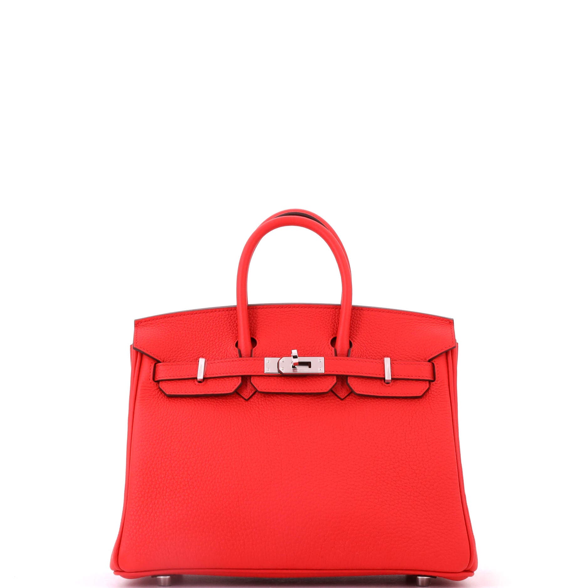 Pre-Owned Hermes Birkin Handbag Red Togo with Palladium Hardware 25, Main, color, Rouge Radieux