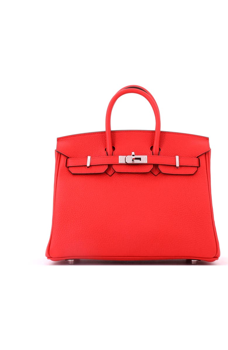 Pre-Owned Hermes Birkin Handbag Red Togo with Palladium Hardware 25, Main, color, Rouge Radieux