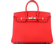 Pre-Owned Hermes Birkin Handbag Red Togo with Palladium Hardware 25