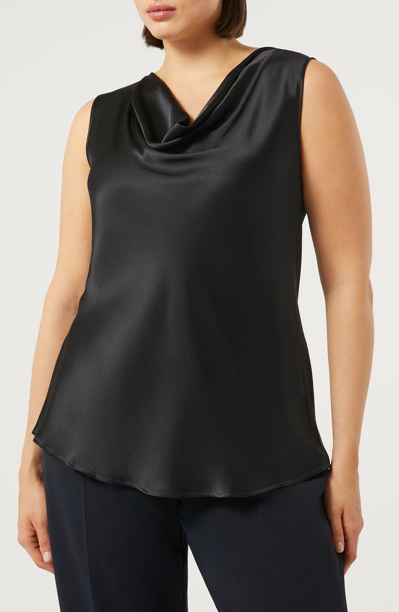 Marina Rinaldi Barolo Cowl Neck Sleeveless Satin Top, Main, color, 