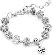 Donatello Gian I Love You And Heart Charm Bracelet