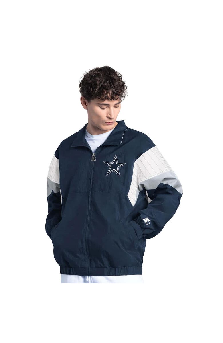STARTER Men's Starter Navy Dallas Cowboys Yard Line Full-Zip Jacket, Alternate, color, 