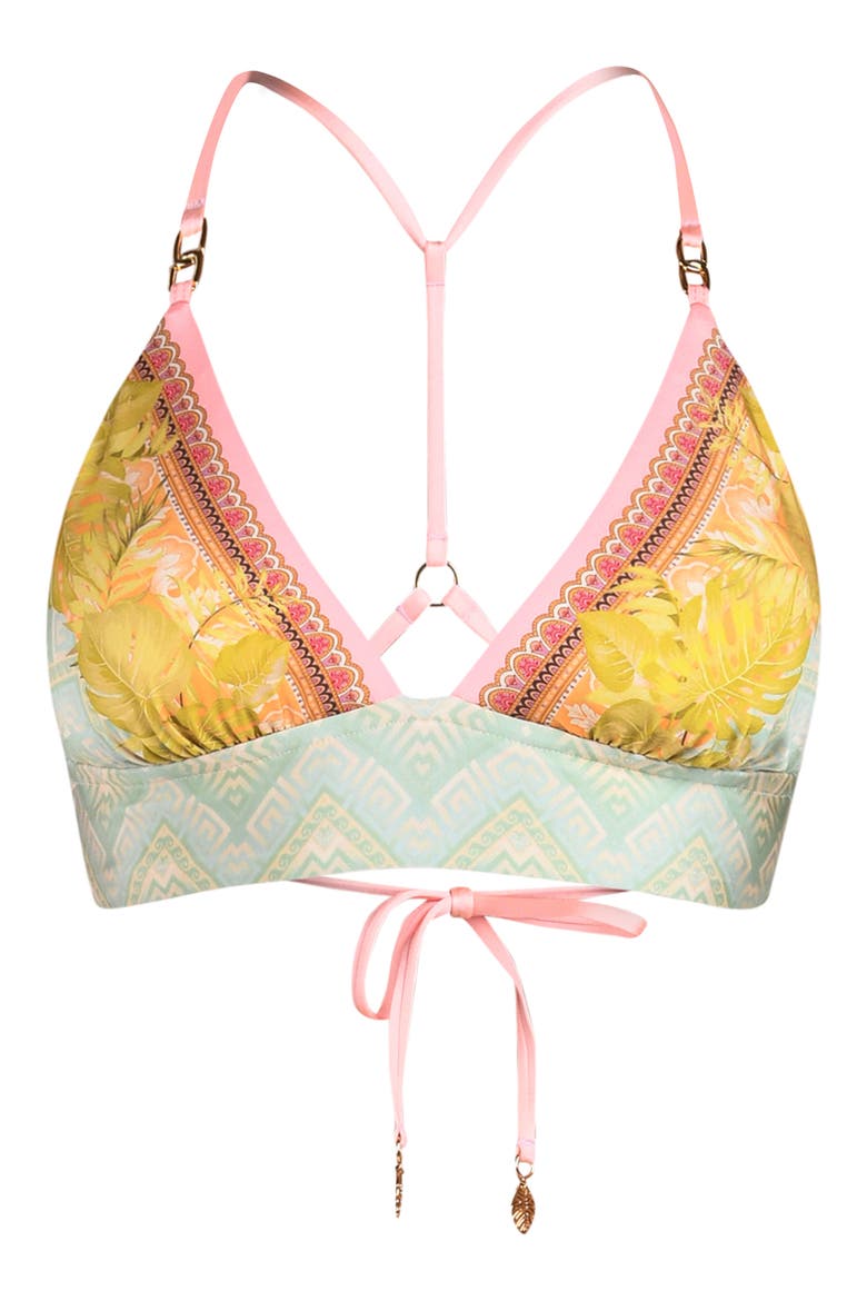 Dreamland Banded Triangle Bikini Top, Alternate, color, BEIGE MULTI