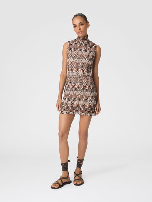 Missoni Minikleid Mit Stehkragen Aus Strukturierter Spitze In Brown