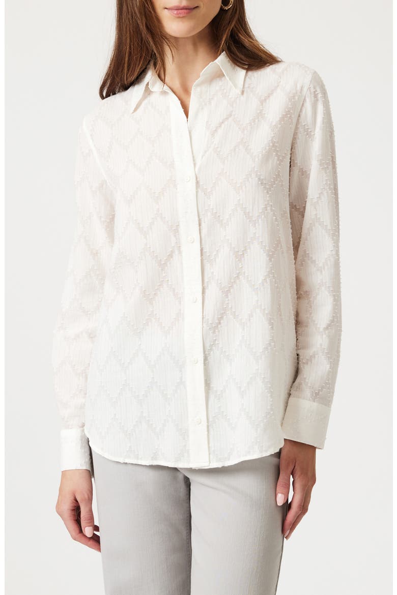 Clip Dot Diamond Cotton Button-Up Shirt, Main, color, ANTIQUE WHITE