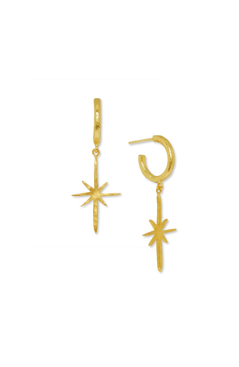 Ottoman Hands Northern Star Hoop Earrings, Main, color, Brass