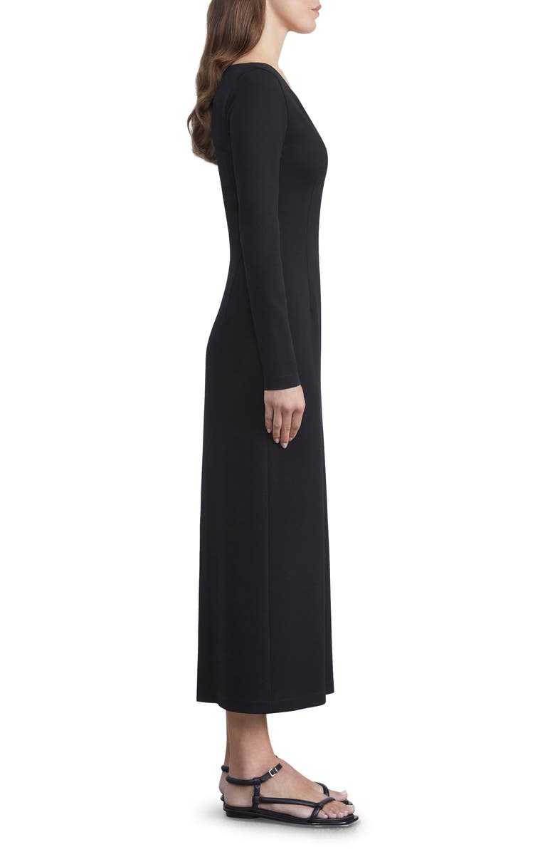 Lafayette 148 New York Wide V-Neck Long Sleeve Crepe Jersey Midi Dress, Alternate, color,