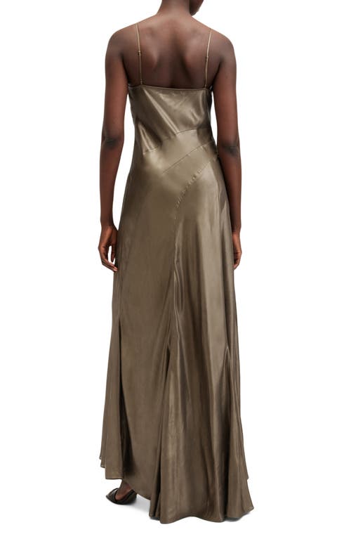 Allsaints Womens Metallic Gold Lili Metallic Panelled Woven Maxi Dress