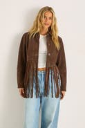 NASTY GAL Real Suede Fringe Jacket