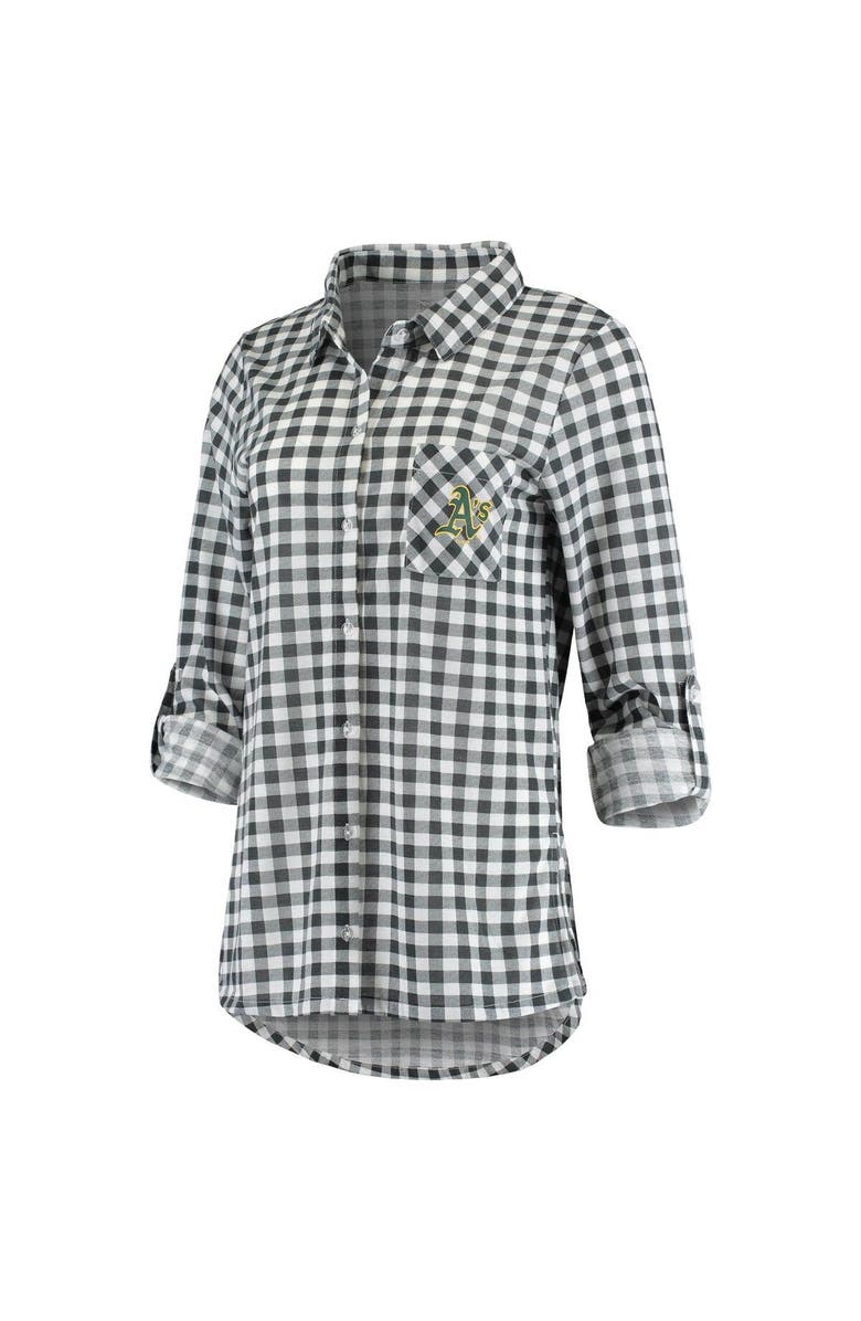 CONCEPTS SPORT Women's Concepts Sport Charcoal Oakland Athletics Wanderer Long Sleeve Button-Up Nightshirt, Alternate, color, Charcoal