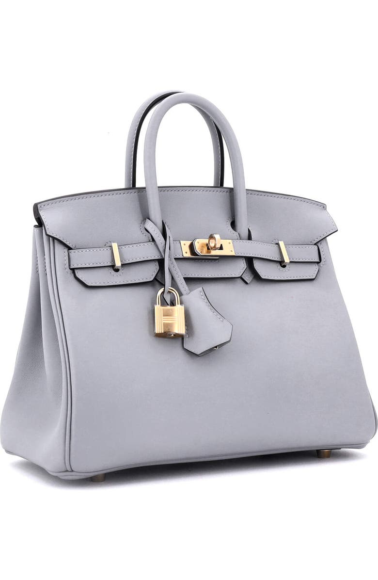 Pre-Owned Hermes Birkin Handbag Grey Swift with Permabrass Hardware 25, Alternate, color,