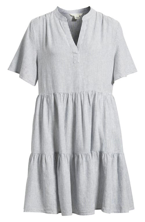 Caslonr Caslon(r) Easy Tiered Linen Blend Shift Dress In Blue Vintage Leah Stripe