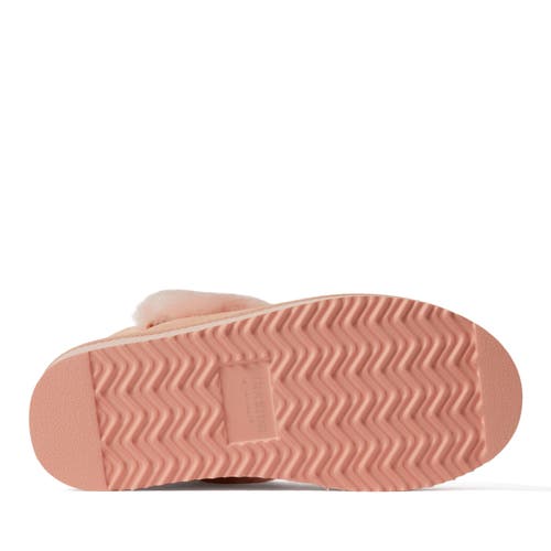 Shop Dearfoams Fireside Bayswater Genuine Shearling Quilted Platform Bootie In Peach Dust