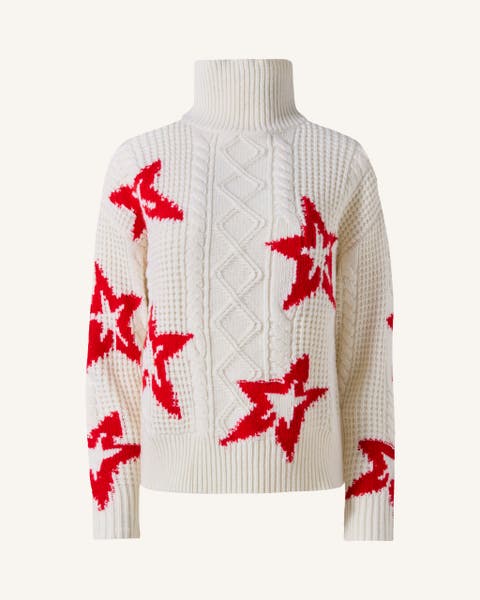 Wool Cable Star Turtleneck Sweater