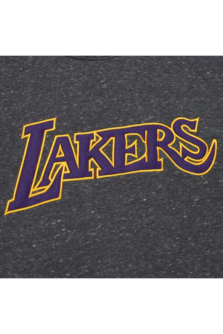 Men's Black Los Angeles Lakers Mitchell & Ness Black Out Collection Snow Washed Vintage Logo Pullover Sweatshirt, Alternate, color, Black