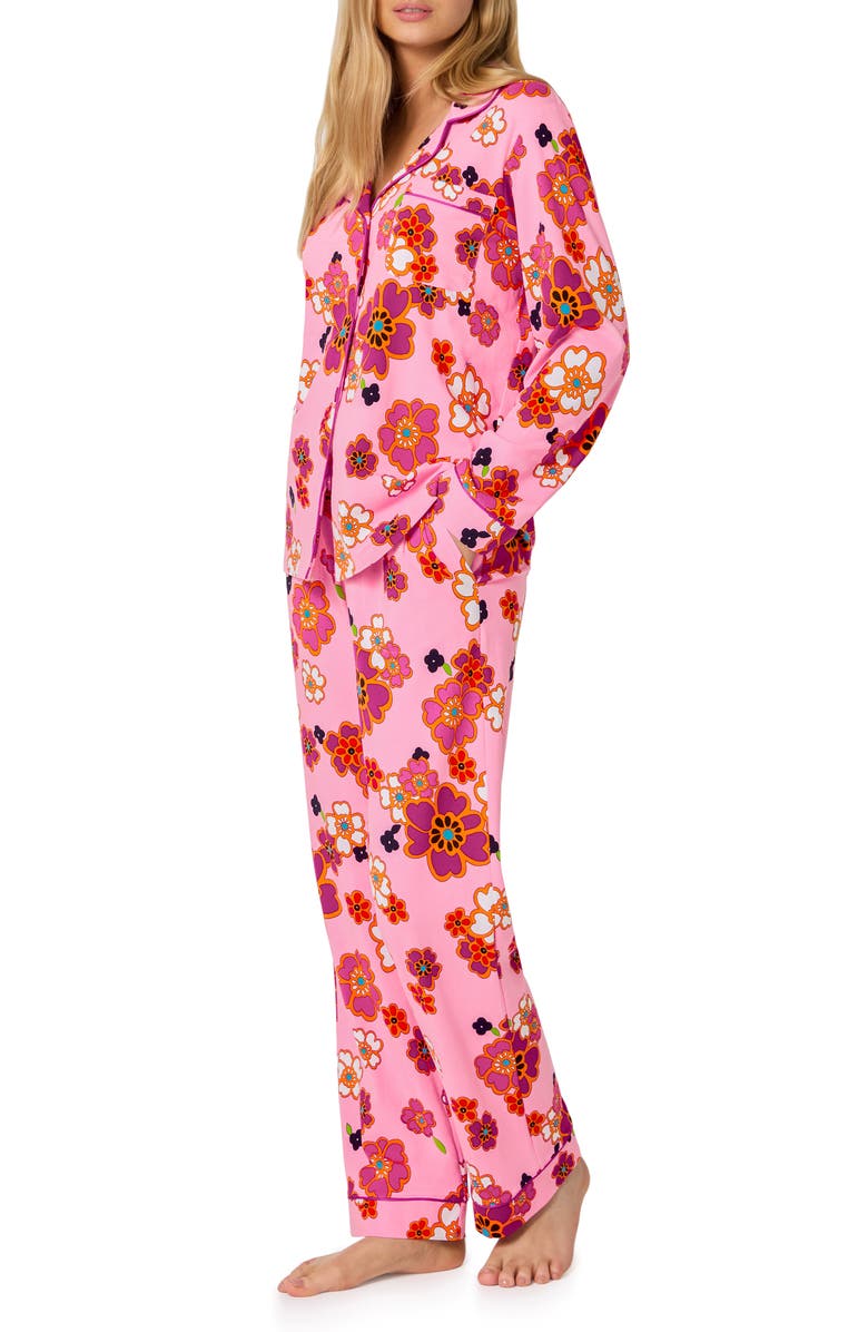 BedHead Pajamas Print Long Sleeve Stretch Organic Cotton Jersey Pajamas, Alternate, color, Resort Floral