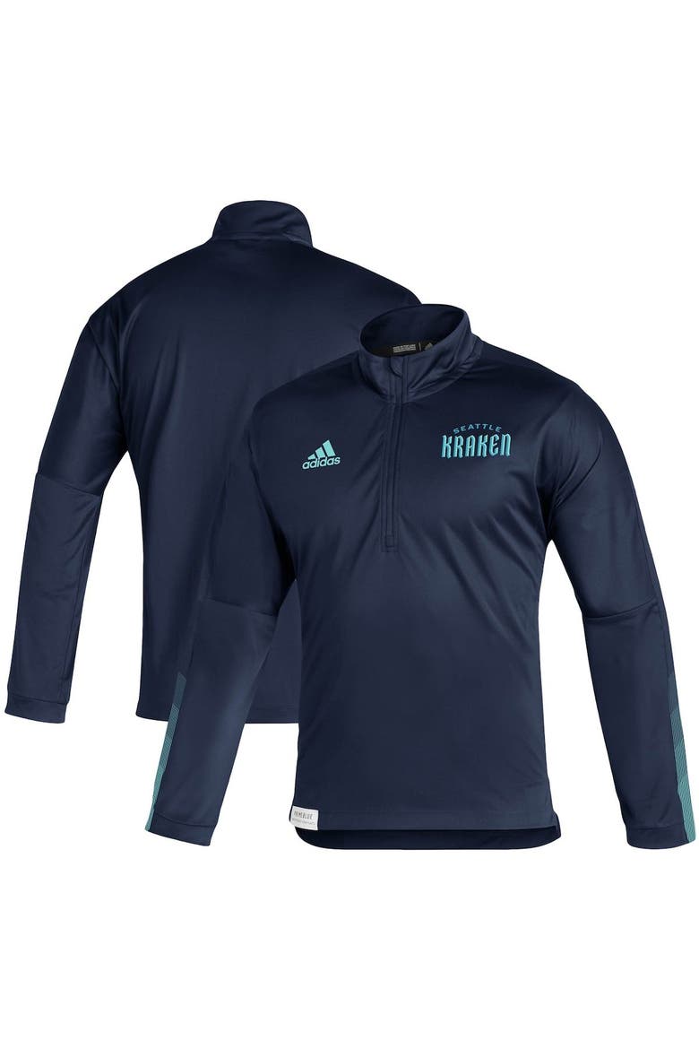 Men's adidas Deep Sea Blue Seattle Kraken Primeblue Quarter-Zip Jacket, Main, color, Navy