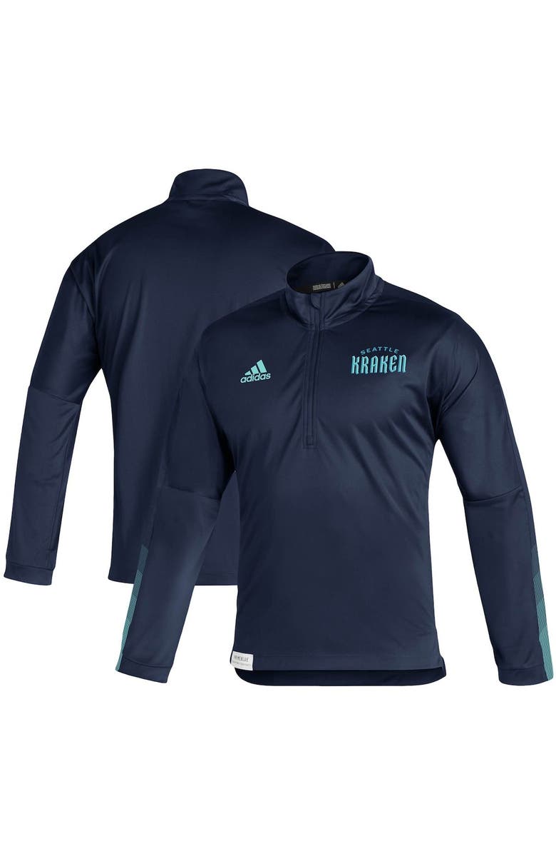 adidas Men's adidas Deep Sea Blue Seattle Kraken Primeblue Quarter-Zip Jacket, Main, color, 