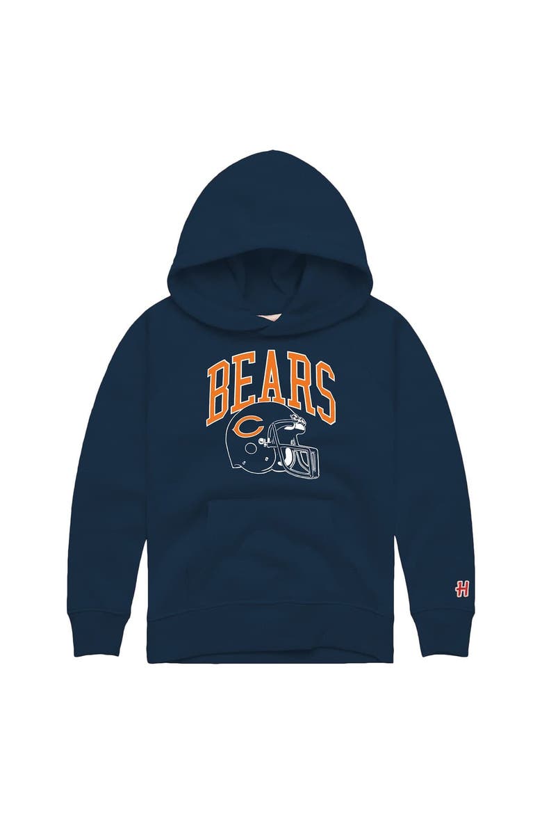 Youth Homage Navy Chicago Bears Helmet Retro Tri-Blend Hoodie, Main, color, Navy