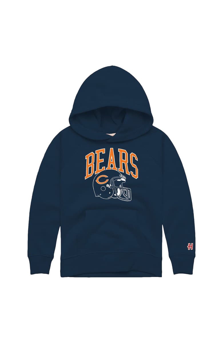 Homage Youth Homage Navy Chicago Bears Helmet Retro Tri-Blend Hoodie, Main, color, Navy
