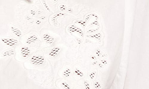 Karen Kane Tie Front Embroidered Button-up Shirt In Off White