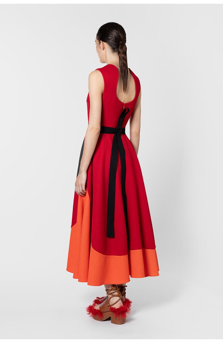 Roksanda Mire Colour Block Hopsack Dress, Alternate, color, Bennett Red / Venetian Red