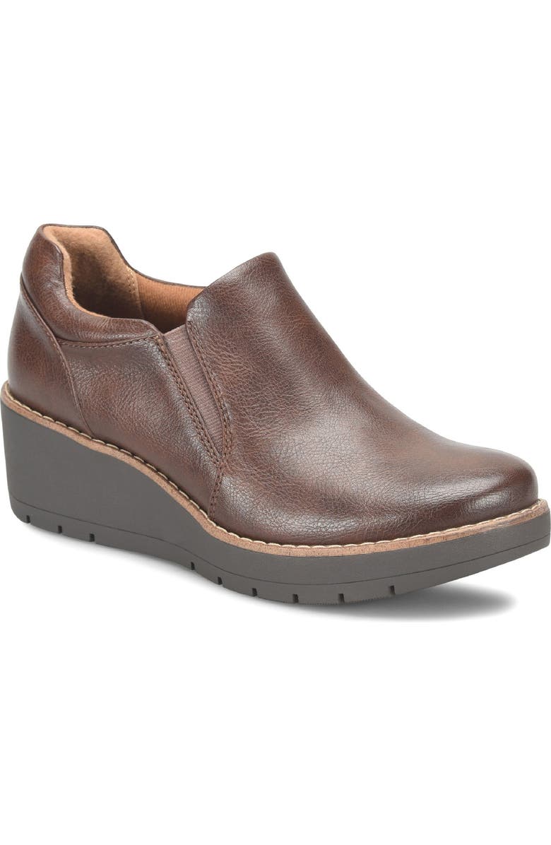 EUROSOFT Fabri Wedge Slip-On, Main, color, Dark Brown