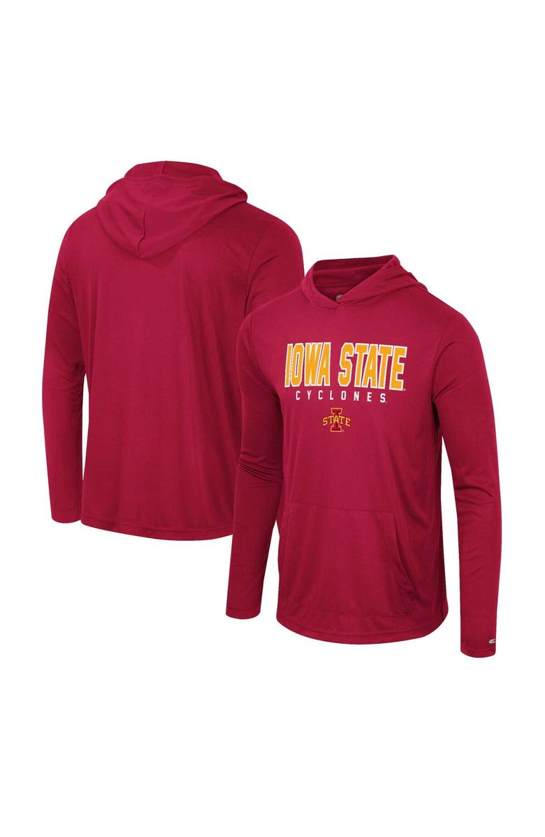 COLOSSEUM Men's Colosseum Cardinal Iowa State Cyclones Team Color Rival Hoodie Long Sleeve T-Shirt, Main, color, 