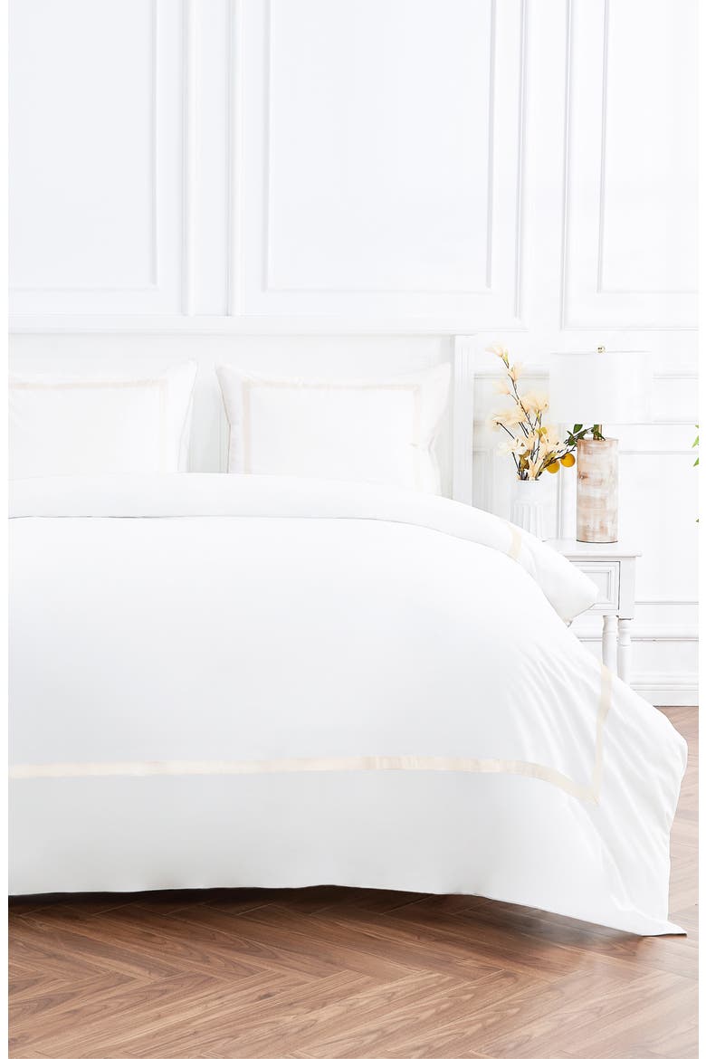 Classic Border Embroidered Duvet & Sham Set, Alternate, color, IVORY