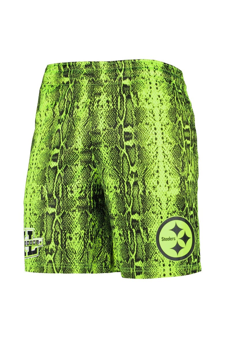 Men's New Era Neon Green Pittsburgh Steelers Summer Pop Shorts, Alternate, color, Neon Green