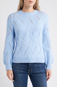 Caslon® Lofty Pointelle Stitch Crewneck Sweater