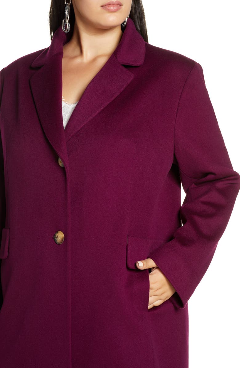 Fleurette Notch Collar Coat, Alternate, color, Aubergine