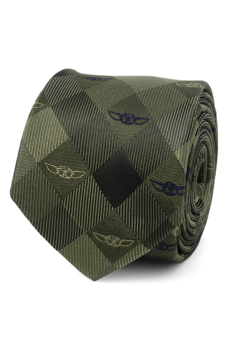 Cufflinks, Inc. Star Wars Grogu Plaid Silk Blend Tie, Alternate, color, Green