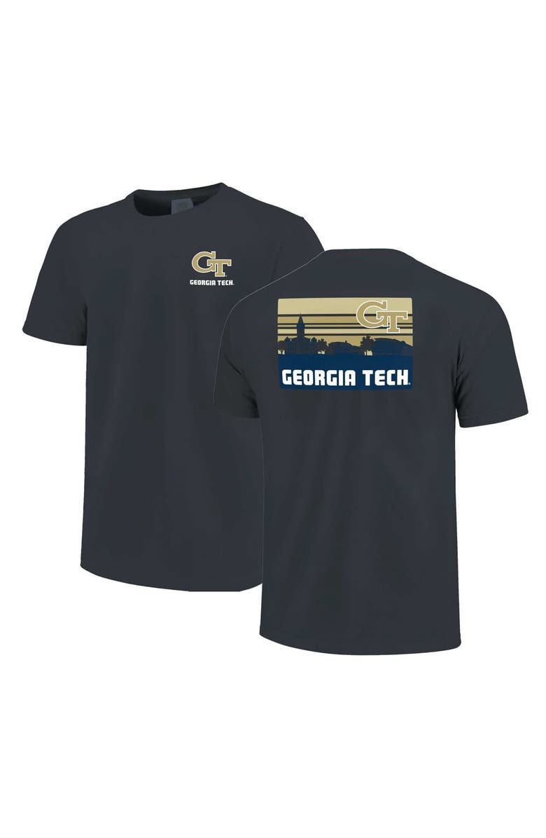 IMAGE ONE Men's Navy Georgia Tech Yellow Jackets Striped Campus Skyline T-Shirt, Main, color,