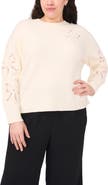 CeCe Lace Bow Inset Sweater