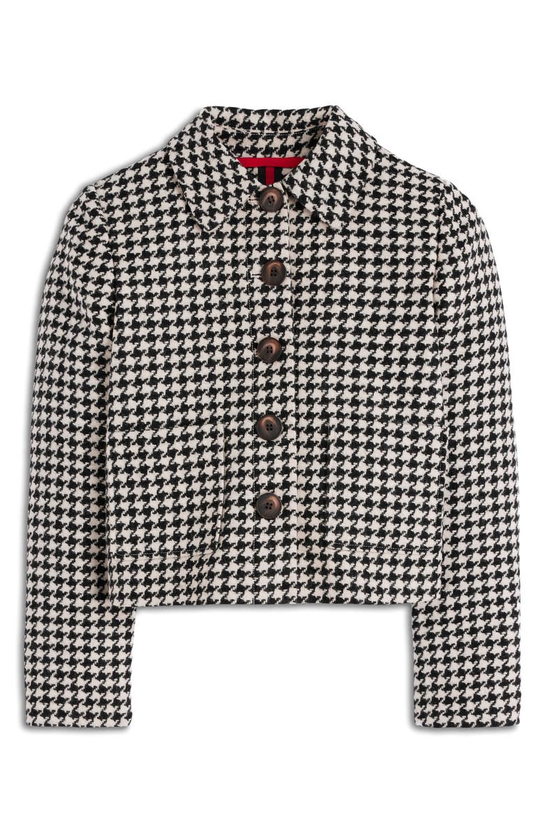 Boden Knightsbridge Houndstooth Check Wool Jacket, Alternate, color, Black Dogstooth