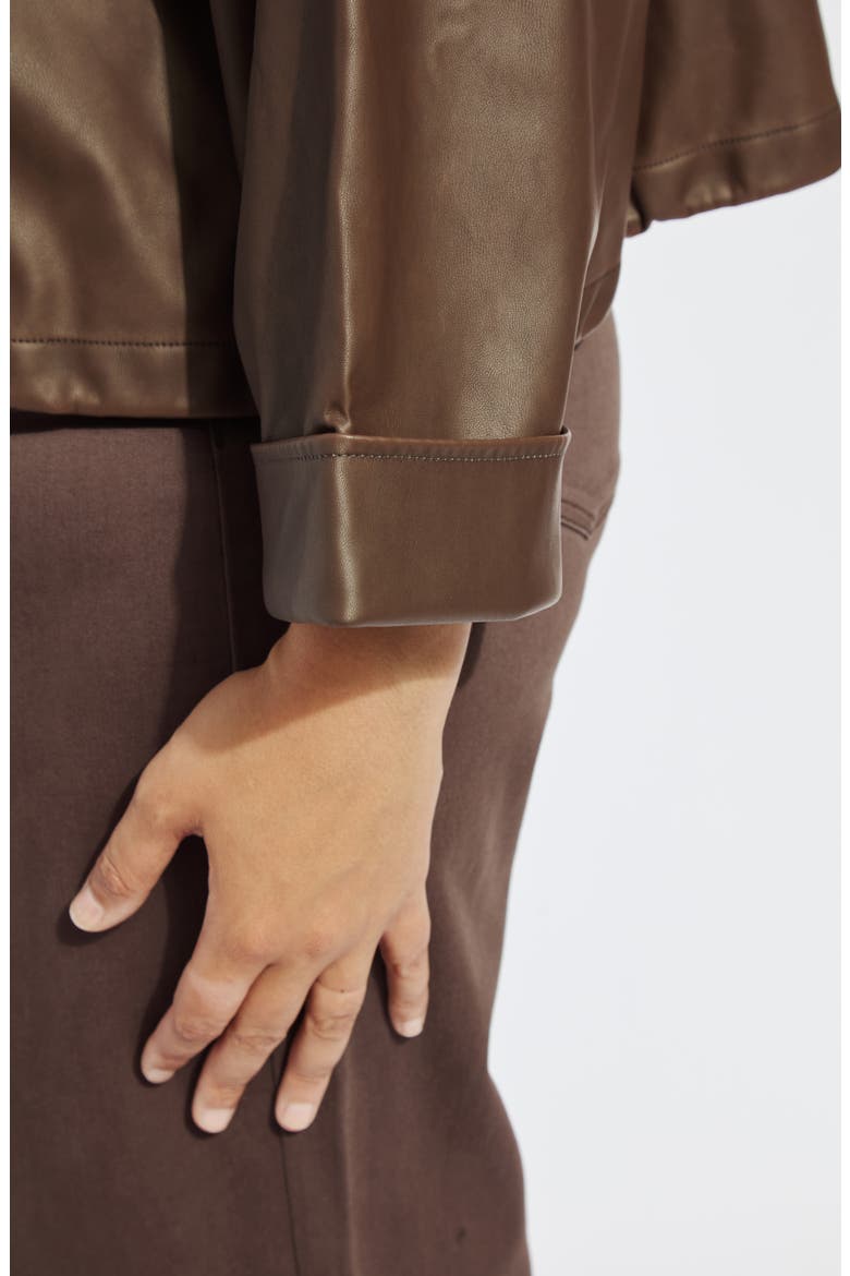Mina Oversized Faux Leather Jacket, Alternate, color, TRUFFLE