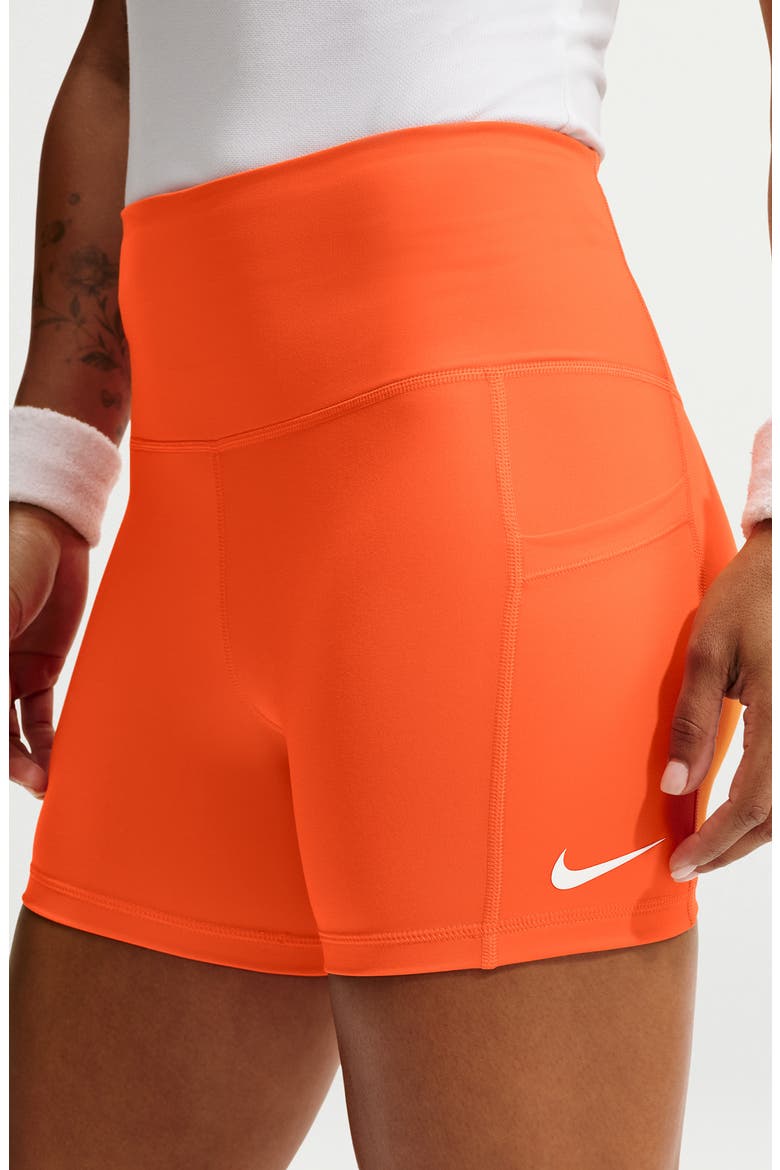 Court Dri-FIT Pocket Tennis Shorts, Alternate, color, BRILLIANT ORANGE/ WHITE