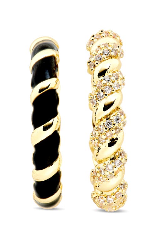 Covet Set Of 2 Twist Ring Set In Black/jet