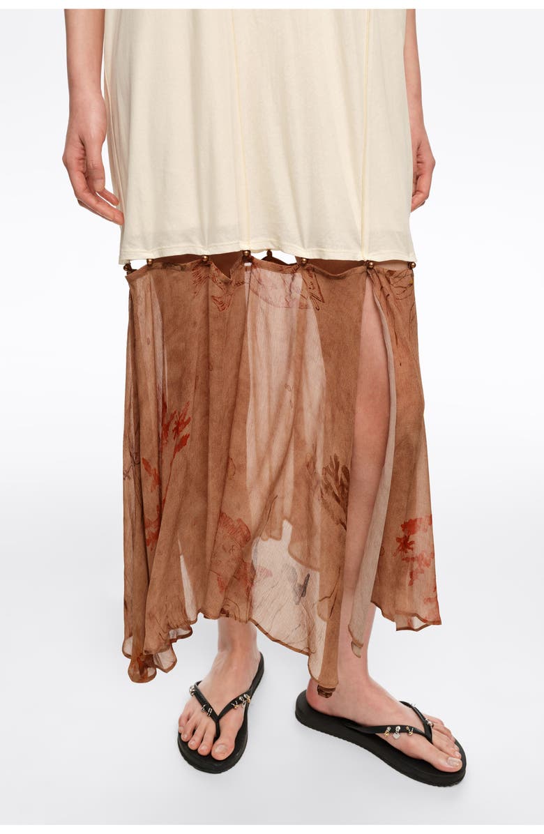 Bimba y Lola Two-Material Dress With Buttoned Hem, Alternate, color, Underwater Garden