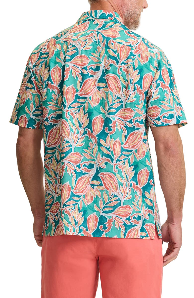 Tommy Bahama Bahama Coast Wild Vines IslandZone<sup>®</sup> Short Sleeve Button-Up Shirt, Alternate, color, Largo Teal